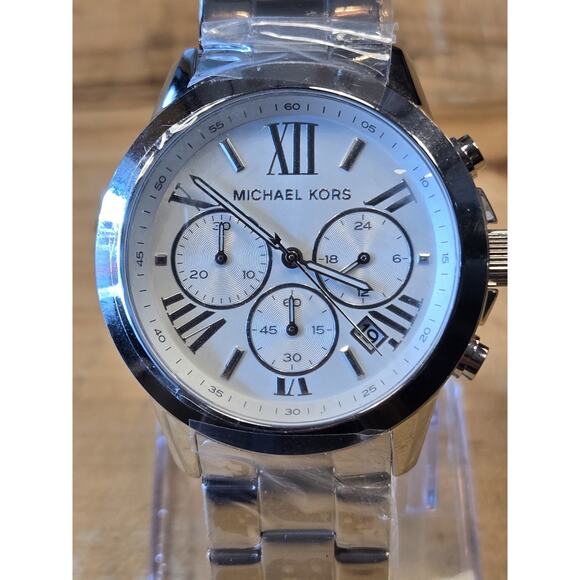 Michael Kors Silver and White Women's Watch - Picture 5 of 9